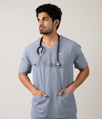 Triflex V-neck Grey Scrubs for Men