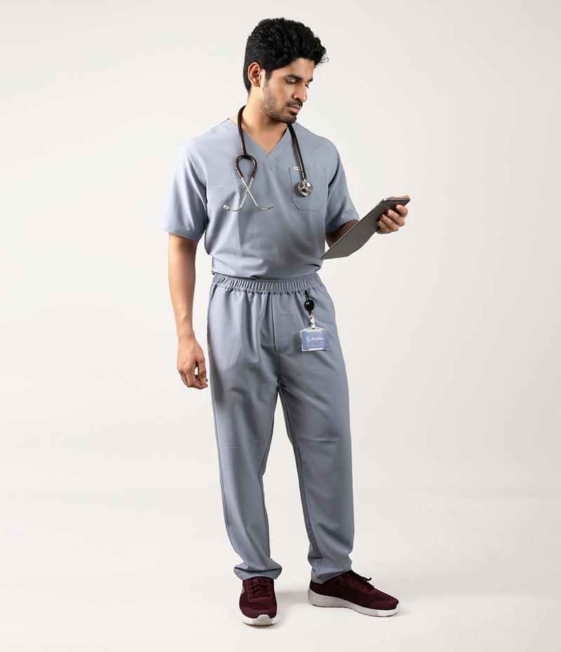 Triflex V-neck Grey Scrubs for Men