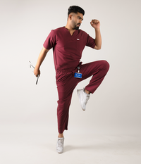 Triflex V-neck Maroon Scrubs for Men