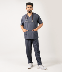 Airlite V-Neck Dark Grey Scrubs for Men