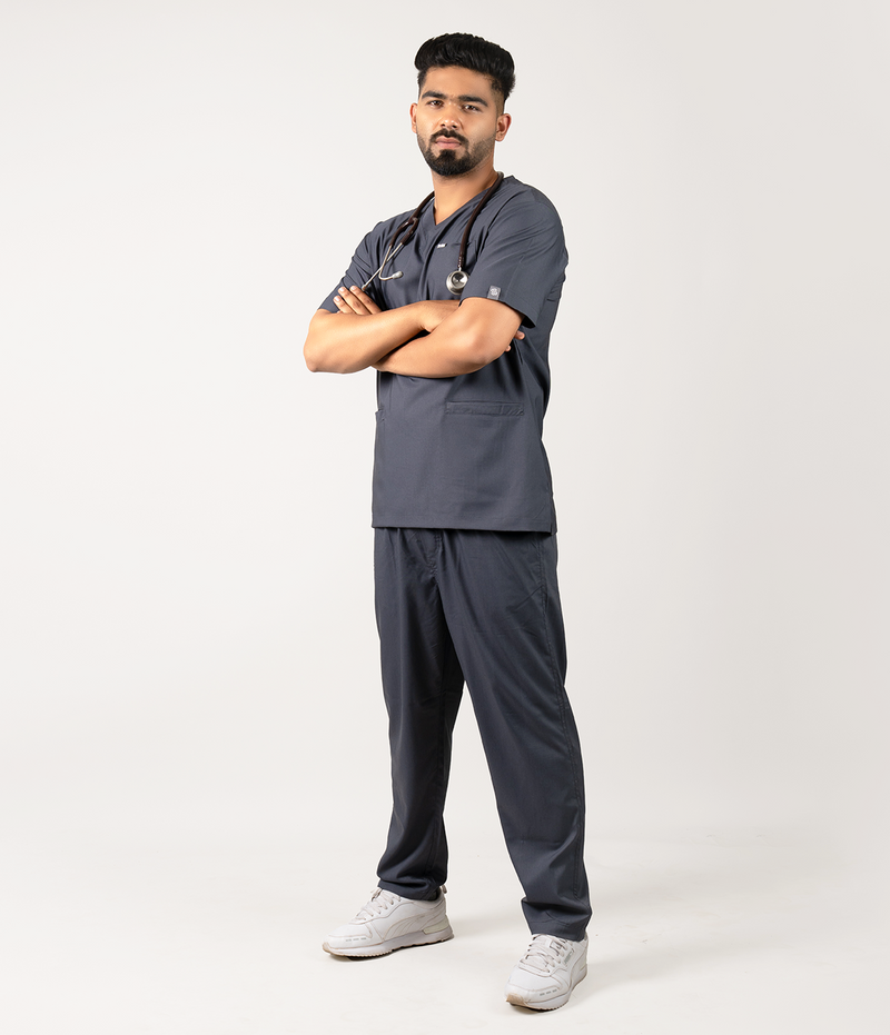 Airlite V-Neck Dark Grey Scrubs for Men