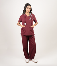 Triflex V-neck Maroon Scrubs for Women