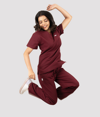 Triflex V-neck Maroon Scrubs for Women
