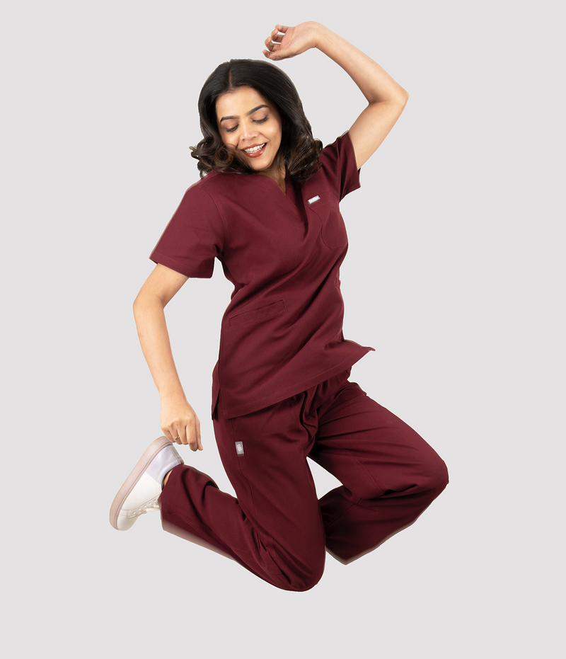 Triflex V-neck Maroon Scrubs for Women