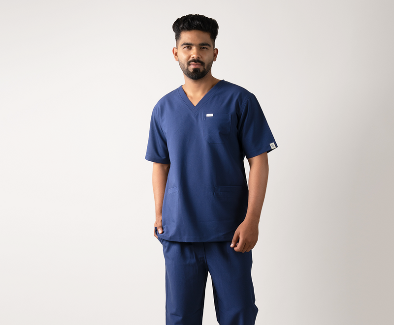 Triflex V-neck Navy Blue Scrubs for Men